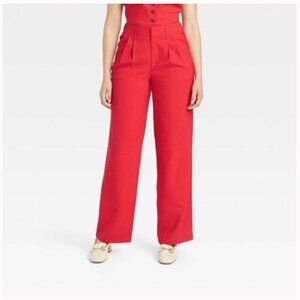 High Rise Straight Leg Pleat-Front Trousers NWOT